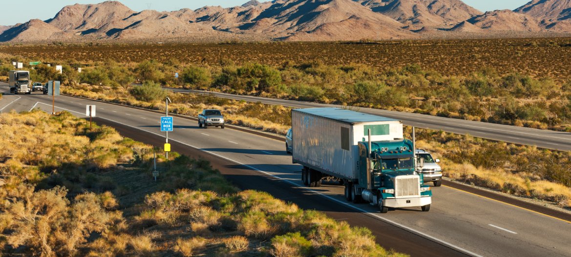 Traffic moving across America on interstate I-10, Arizona